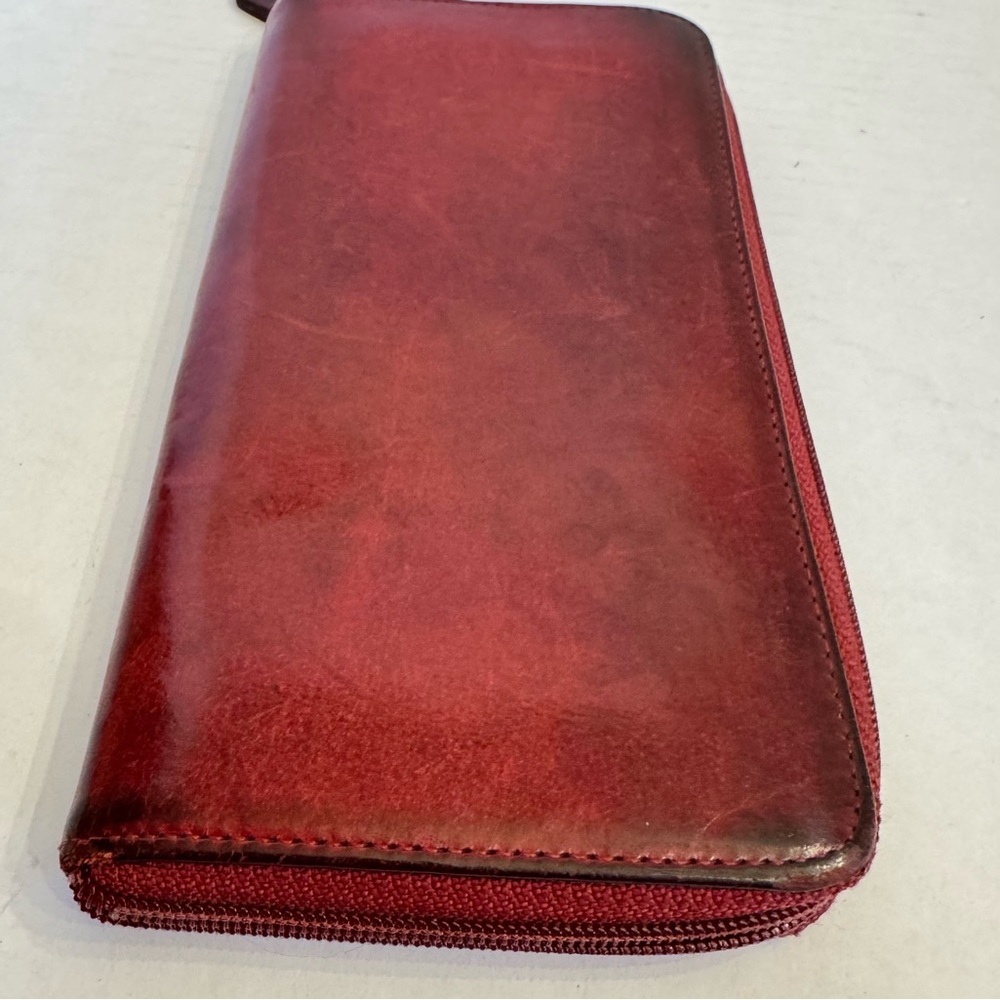 Vintage Coach Wallet Burgundy Leather Card Bill Coin Zip Around Accordion VTG - Picture 12 of 16
